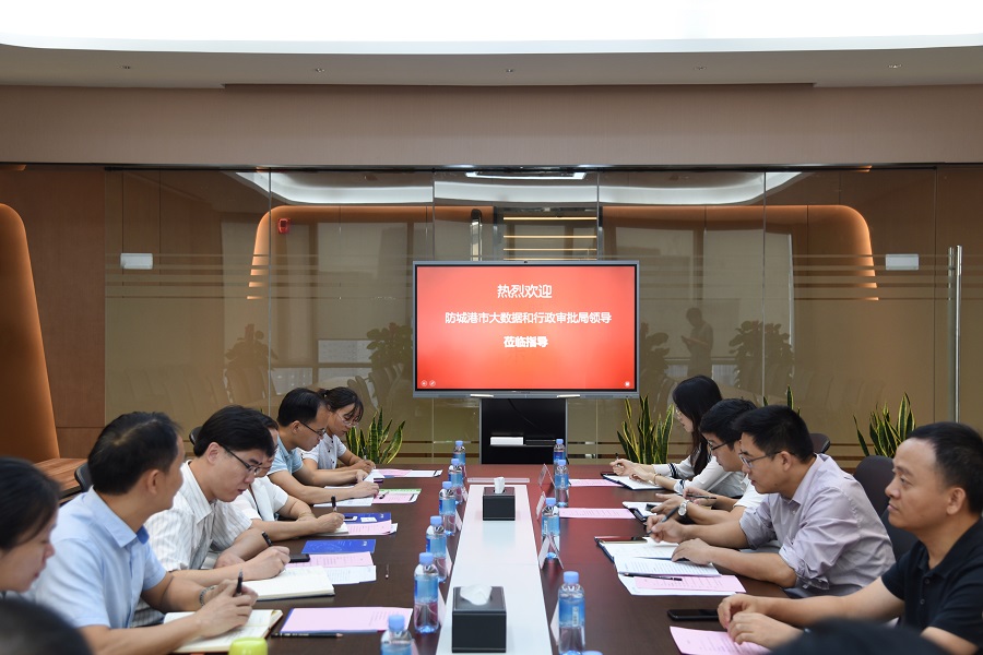 防城港市大数据和行政审批局副局长陈宇星一行到问鼎娱乐广西集团考察调研