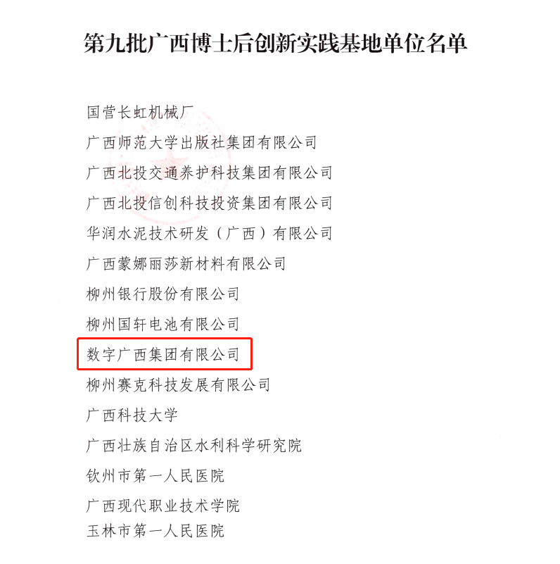 问鼎娱乐广西集团获批设立博士后创新实践基地”